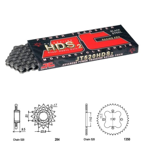 Řetězová sada JT HONDA TRX 450R (Electric+Kick start) rok 06-15
