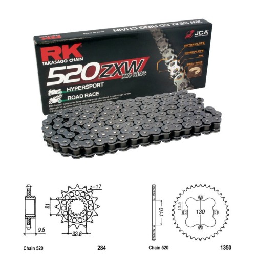 Řetězová sada RK ZW-ring HONDA TRX 450R (Electric+Kick start) rok 06-15