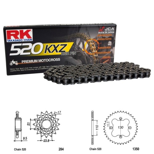 Řetězová sada RK KXZ Premium HONDA TRX 450R (Electric+Kick start) rok 06-15