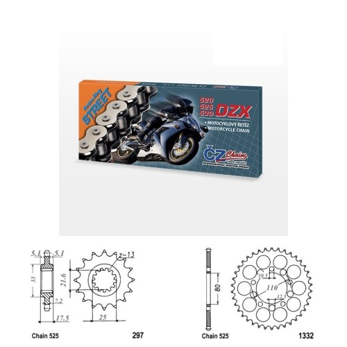 Řetězová sada s ČZ X-ring HONDA CB 500 rok 99-03