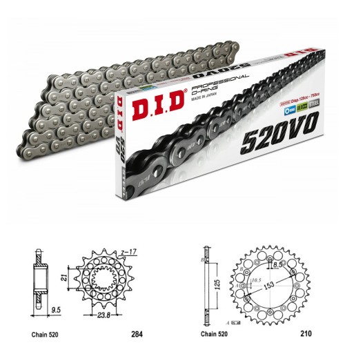 DID Řetězová sada D.I.D O-ring HONDA CR 500 rok 92-01