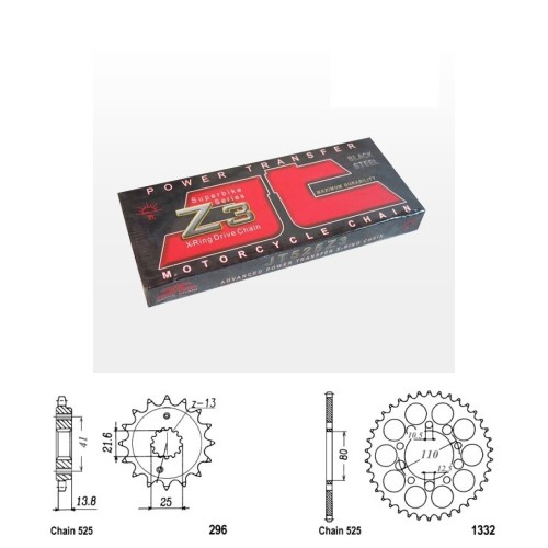 Řetězová sada JT ZX-ring HONDA VT 600 C Shadow, všechny verze rok 99-00