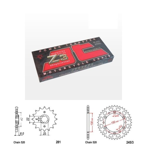 Řetězová sada JT ZX-ring HONDA XR 600 rok 88-90