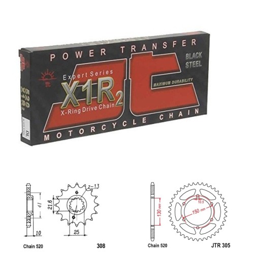Řetězová sada JT X-ring HONDA NX 650 Dominator rok 95-01