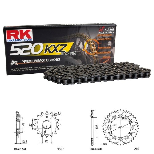 Řetězová sada RK KXZ Premium HONDA XR 650 R rok 00-07