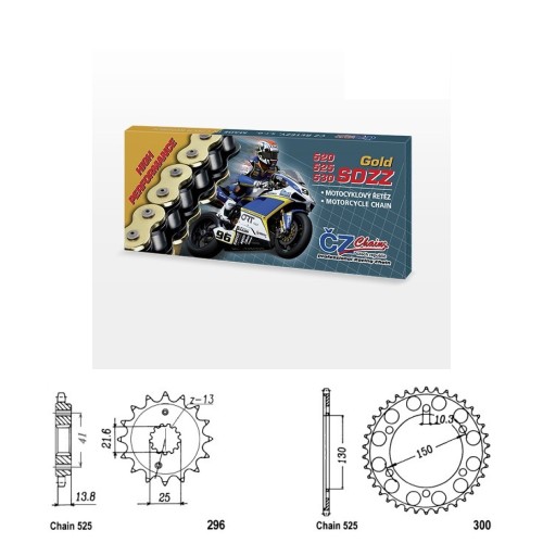 Řetězová sada s ČZ HX-ring GOLD HONDA XRV 650 Africa Twin rok 88-92