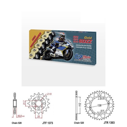 Řetězová sada s ČZ HX-ring GOLD HONDA CTX 700 rok 14-18