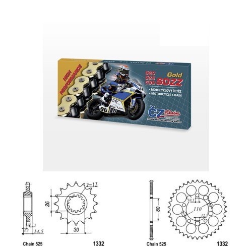 Řetězová sada s ČZ HX-ring GOLD HONDA CB 750 rok 92-02