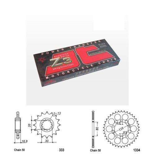 Řetězová sada JT ZX-ring HONDA VFR 750 rok 88-89