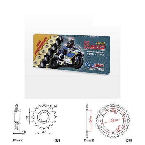 Řetězová sada s ČZ HX-ring GOLD HONDA VFR 750 rok 90-98