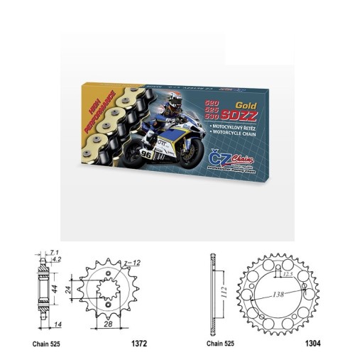 Řetězová sada s ČZ HX-ring GOLD HONDA VT 750 Shadow rok 10-13