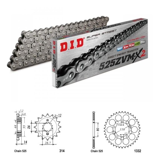 DID Řetězová sada D.I.D XX-ring HONDA XRV 750 Africa Twin rok 90-92
