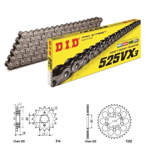 DID Řetězová sada D.I.D X-ring HONDA XRV 750 Africa Twin rok 93-03