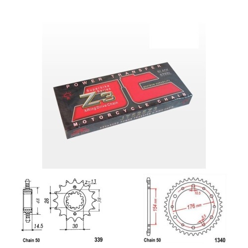 Řetězová sada JT ZX-ring HONDA VFR 800 FI VTEC rok 02-13
