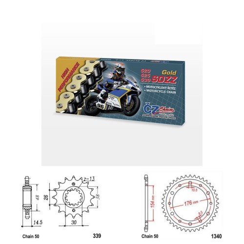 Řetězová sada s ČZ HX-ring GOLD HONDA 800 Crossrunner rok 11-14