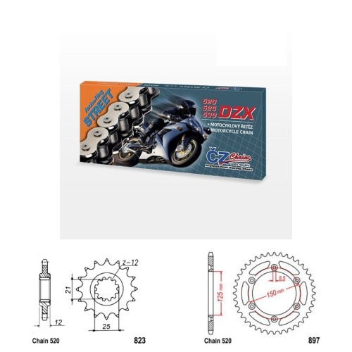 Řetězová sada s ČZ X-ring HUSABERG FE 450 rok 04-08
