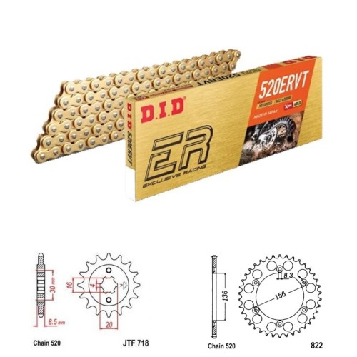 DID Řetězová sada D.I.D X.ring Exclusive Racing GOLD HUSQVARNA 125 CR rok 90-94