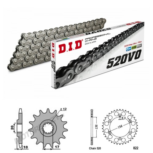 DID Řetězová sada D.I.D O-ring HUSQVARNA 125 CR rok 95-09