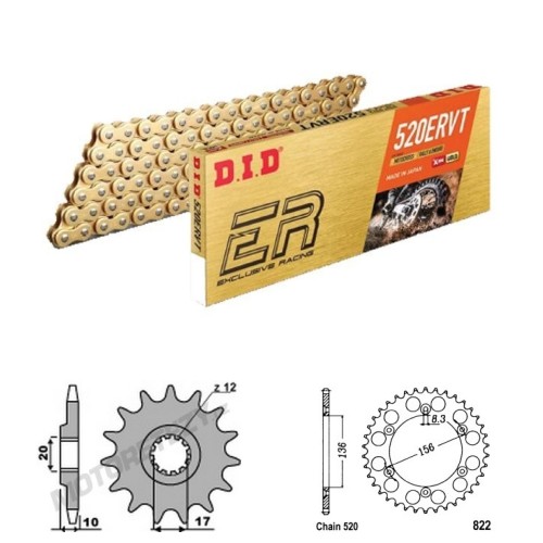DID Řetězová sada D.I.D X.ring Exclusive Racing GOLD HUSQVARNA 125 CR rok 95-09