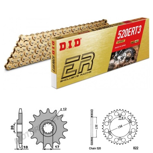 DID Řetězová sada D.I.D Exclusive Racing GOLD HUSQVARNA 125 CR rok 95-09