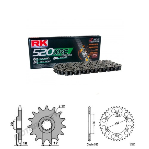 Řetězová sada RK W-ring HUSQVARNA 125 CR rok 10-12