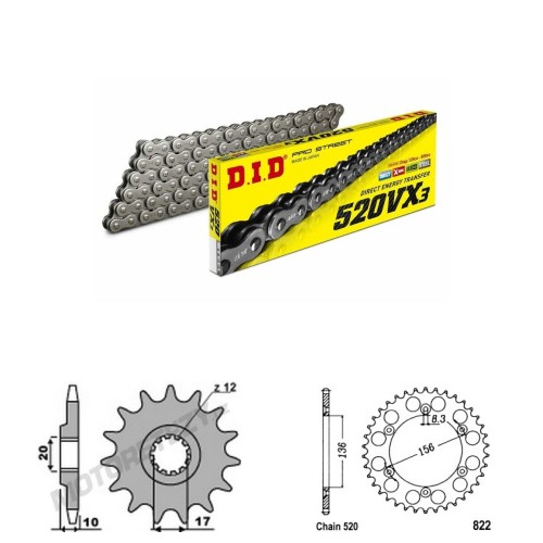 DID Řetězová sada D.I.D X-ring HUSQVARNA 125 WR rok 98-13