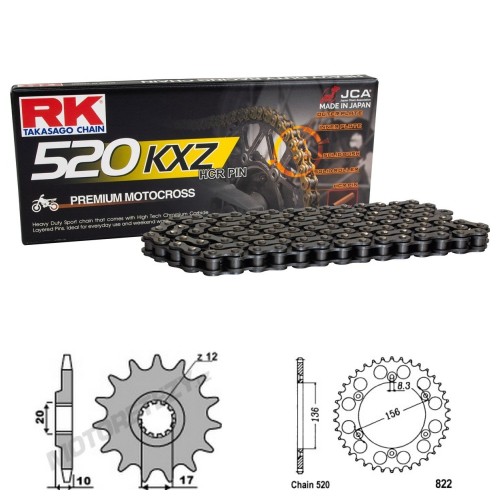 Řetězová sada RK KXZ Premium HUSQVARNA 125 WR rok 98-13