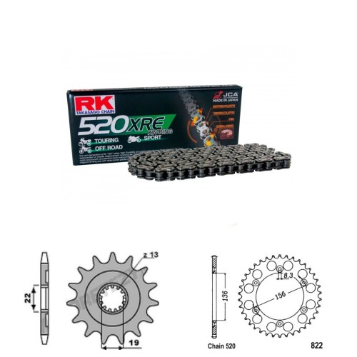 Řetězová sada RK W-ring HUSQVARNA 250 TE (11-13) rok 11-13