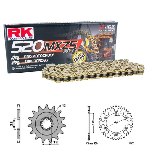 Řetězová sada RK MXZ5 GOLD HUSQVARNA 310 TE rok 11-13