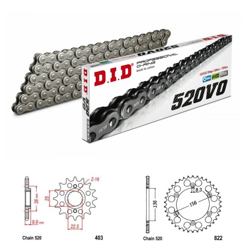 DID Řetězová sada D.I.D O-ring HUSQVARNA 449 TC rok 11-12