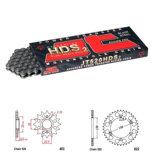 Řetězová sada JT HUSQVARNA 449 TC rok 11-12