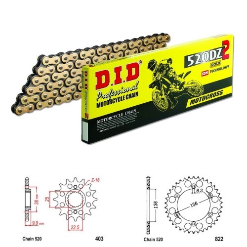 DID Řetězová sada D.I.D Special GOLD HUSQVARNA 449 TC rok 11-12