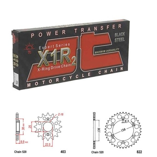 Řetězová sada JT X-ring HUSQVARNA 449 TE rok 11-12