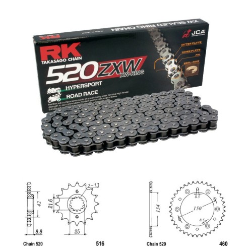 Řetězová sada RK ZW-ring KAWASAKI KLX 250 S rok 06-20