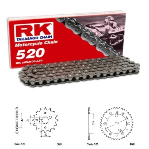 Řetězová sada RK KAWASAKI KX 250 rok 90-91
