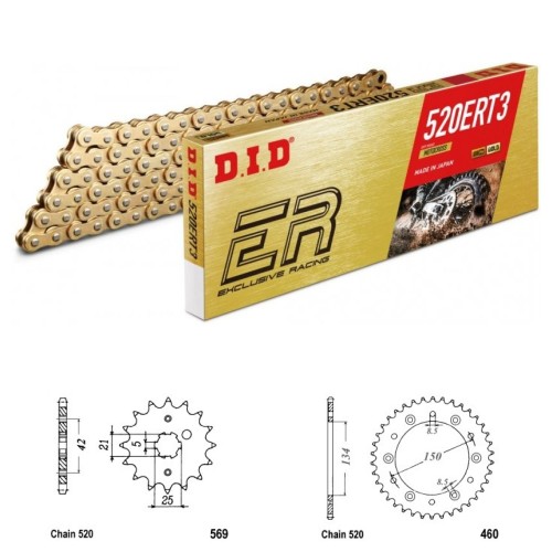 DID Řetězová sada D.I.D Exclusive Racing GOLD KAWASAKI KX 250 rok 98