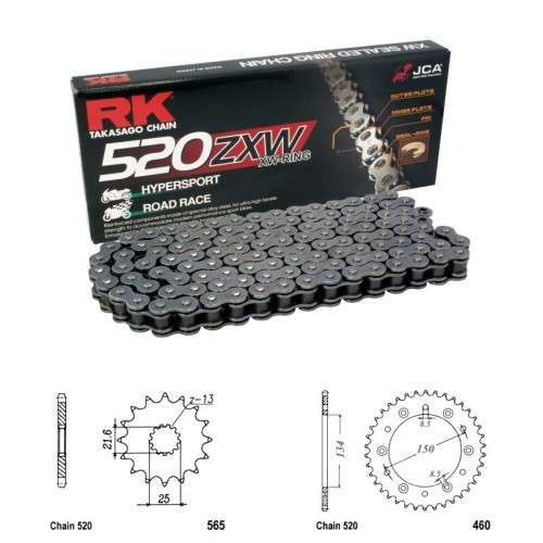 Řetězová sada RK ZW-ring KAWASAKI KX 250 rok 02-05