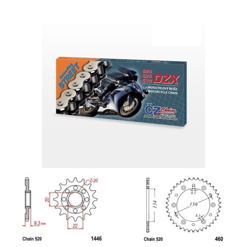 Řetězová sada s ČZ X-ring KAWASAKI KX 250 F rok 11-25