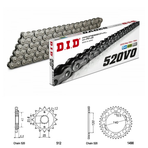 DID Řetězová sada D.I.D O-ring KAWASAKI EN 500 Vulcan rok 96-09