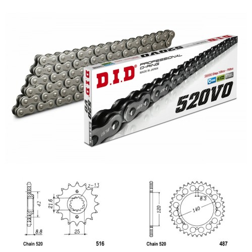 DID Řetězová sada D.I.D O-ring KAWASAKI KLR 650 Tengai rok 89-90