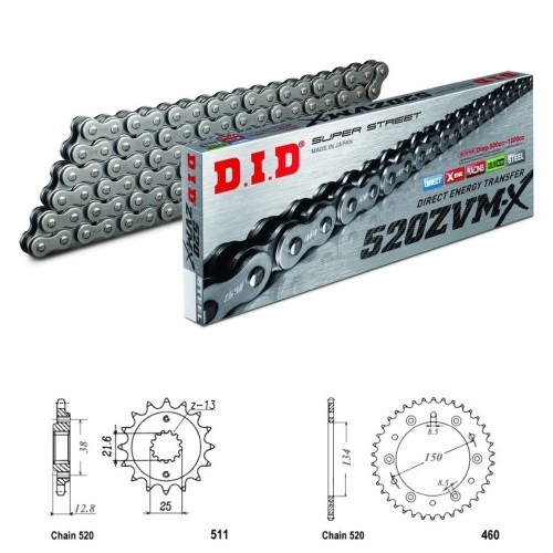 DID Řetězová sada D.I.D XX-ring KAWASAKI KLX 650 R rok 93-96