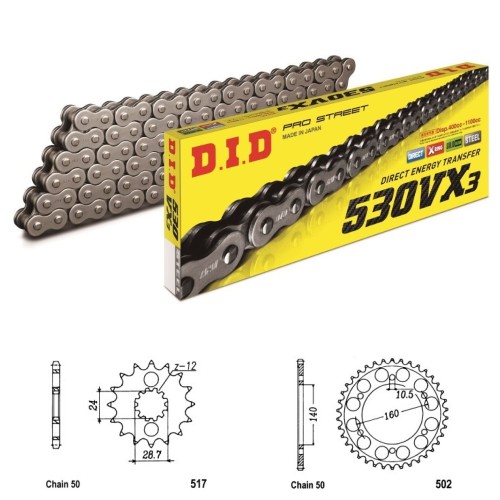 DID Řetězová sada D.I.D X-ring KAWASAKI GPZ 900 R Ninja rok 90-96