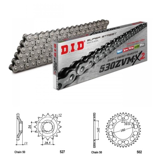DID Řetězová sada D.I.D XX-ring KAWASAKI ZX 10  Tomcat rok 88-90