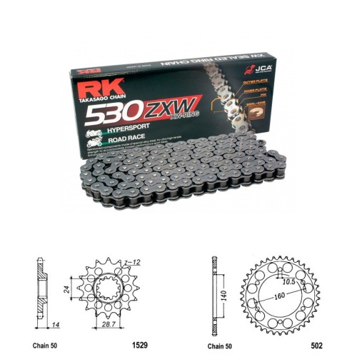 Řetězová sada RK ZW-ring KAWASAKI GPZ 1100 rok 95-98