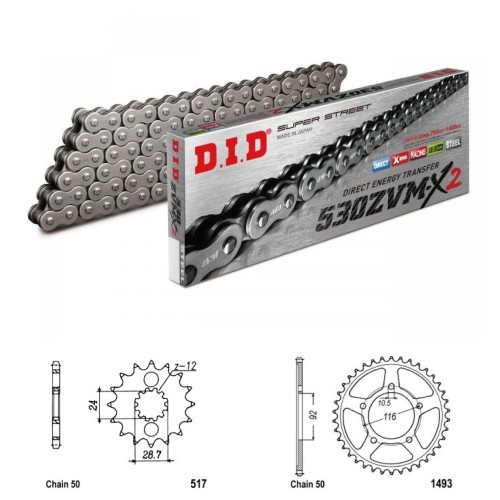 DID Řetězová sada D.I.D XX-ring KAWASAKI ZZR 1400 (ZX14) rok 12-23
