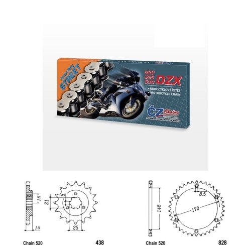 Řetězová sada s ČZ X-ring SUZUKI DR 800 S Big (88-93) rok 88-90
