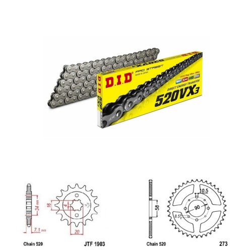 DID Řetězová sada D.I.D X-ring KTM 125 Duke rok 11-13