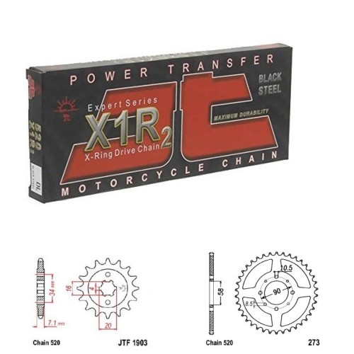 Řetězová sada JT X-ring KTM 125 Duke rok 11-13