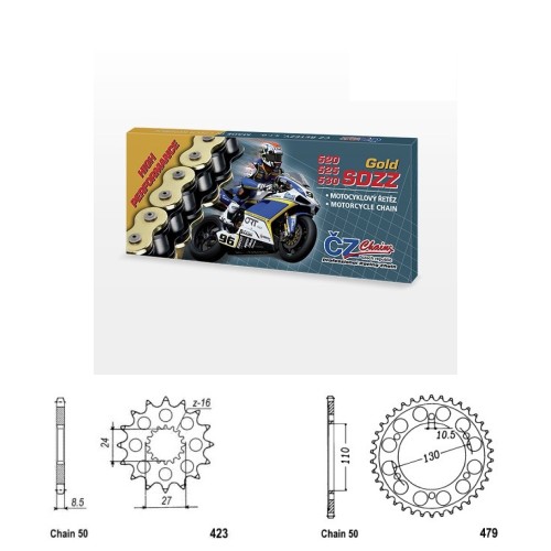Řetězová sada s ČZ HX-ring GOLD SUZUKI GSX-R 1000 rok 09-16