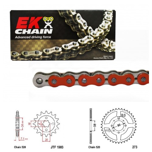 Řetězová sada EK MRD7 ORANGE KTM 200 Duke rok 12-14